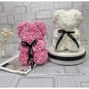 Orsetto di rose artificiale rosa 40cm idea regalo per anniversario san valentino