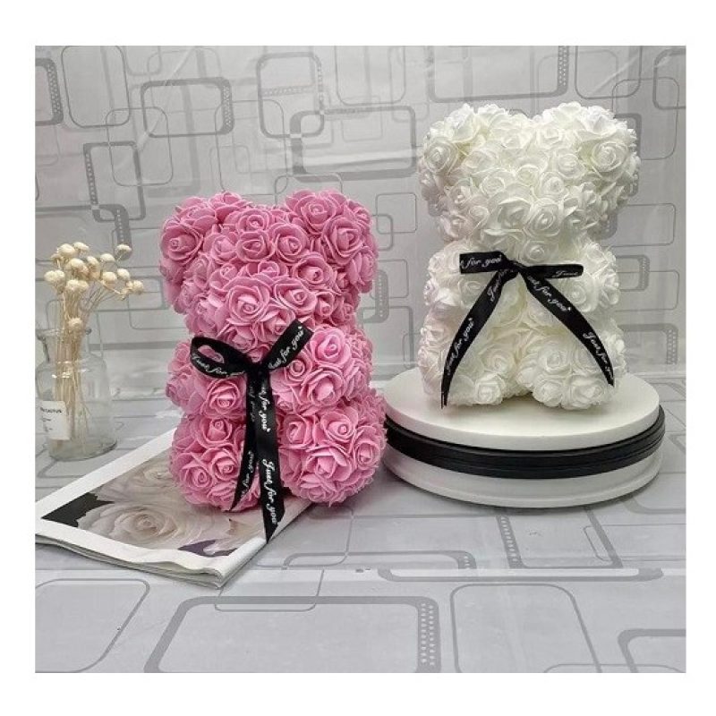 Hongu Orsetto di rose artificiale rosa 40cm idea regalo per anniver...