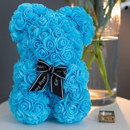 Orsetto di rose artificiale rosa 40cm idea regalo per anniversario san valentino