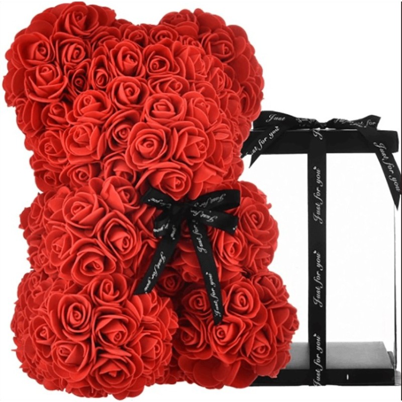 Hongu Orsetto di rose artificiale rosa 40cm idea regalo per anniver...