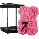 Orsetto di rose artificiale rosa 40cm idea regalo per anniversario san valentino