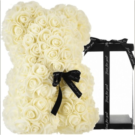 Orsetto di rose artificiale rosa 40cm idea regalo per anniversario san valentino