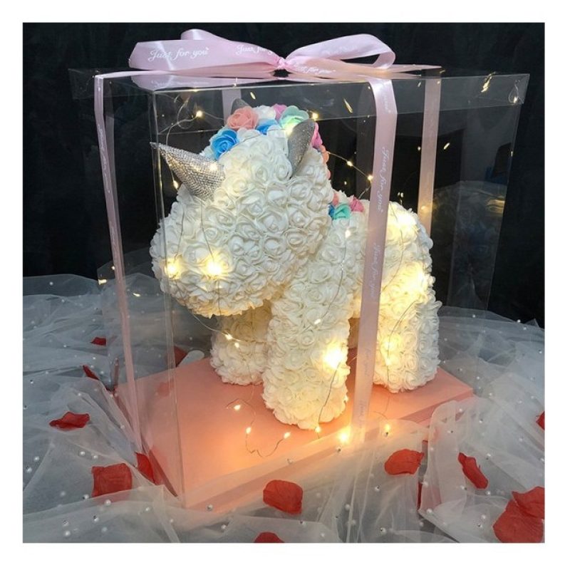 Hongu Unicorno di rose artificiali led 25 cm idea regalo anniversar...