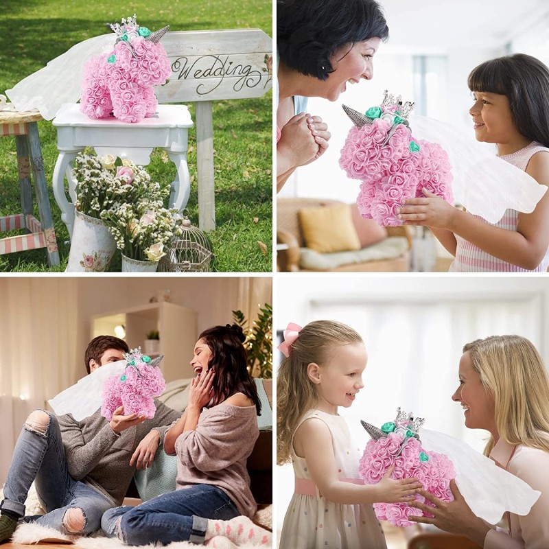 Hongu Unicorno di rose artificiali led 25 cm idea regalo anniversar...
