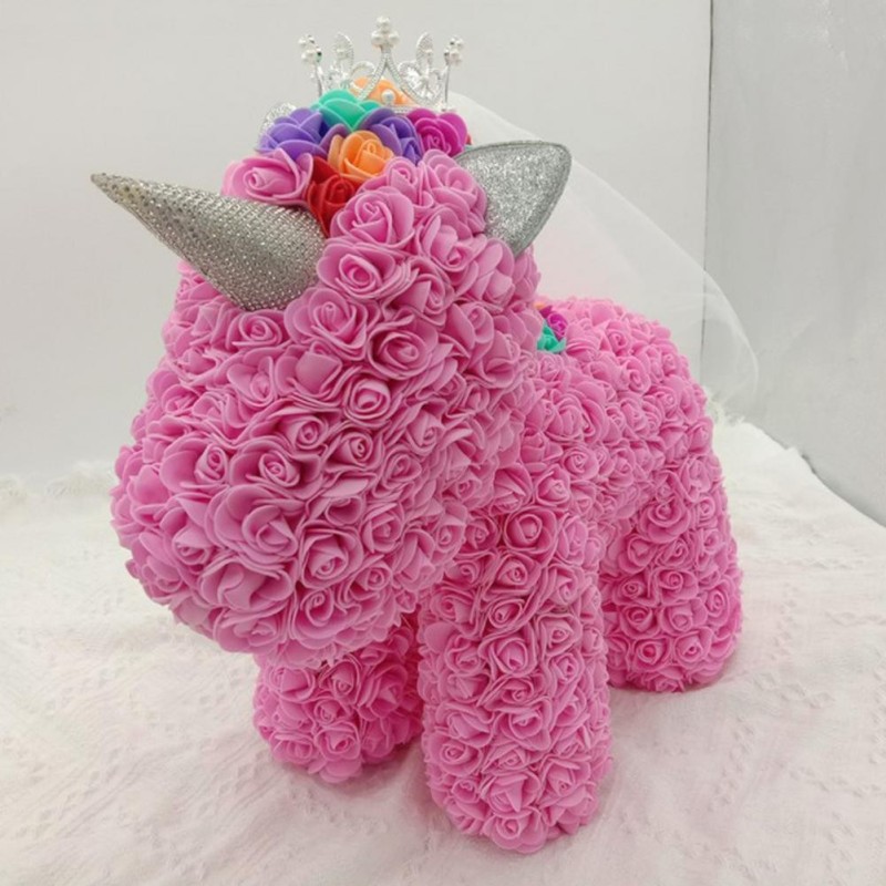 Hongu Unicorno di rose artificiali led 25 cm idea regalo anniversar...