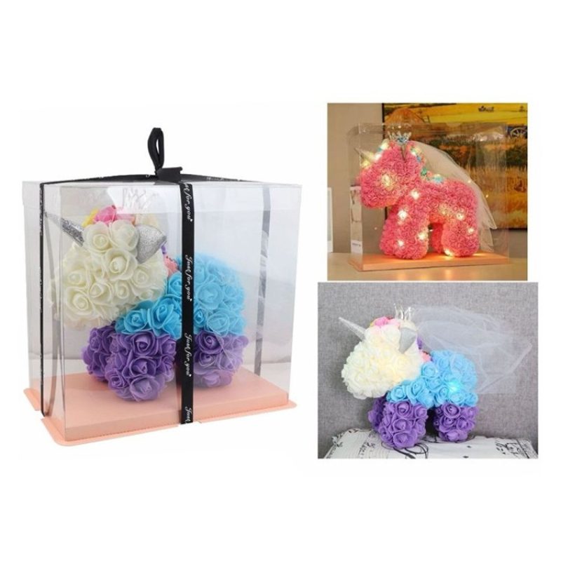 Hongu Unicorno di rose artificiali led 25 cm idea regalo anniversar...