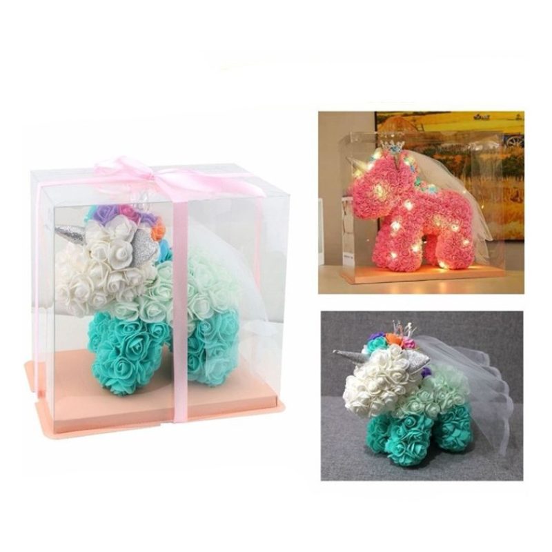 Hongu Unicorno di rose artificiali led 25 cm idea regalo anniversar...