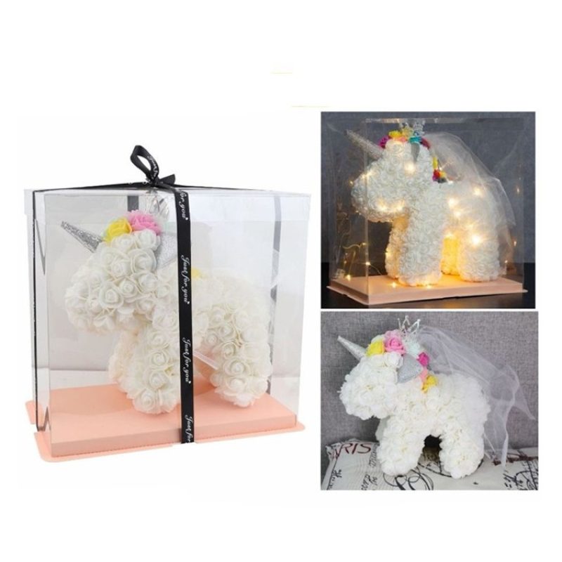 Hongu Unicorno di rose artificiali led 25 cm idea regalo anniversar...