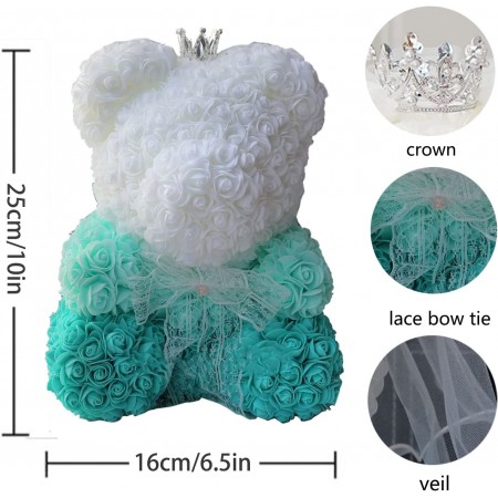 Orsetto di rose artificiale led idea regalo anniversario san valentino 25cm rosa