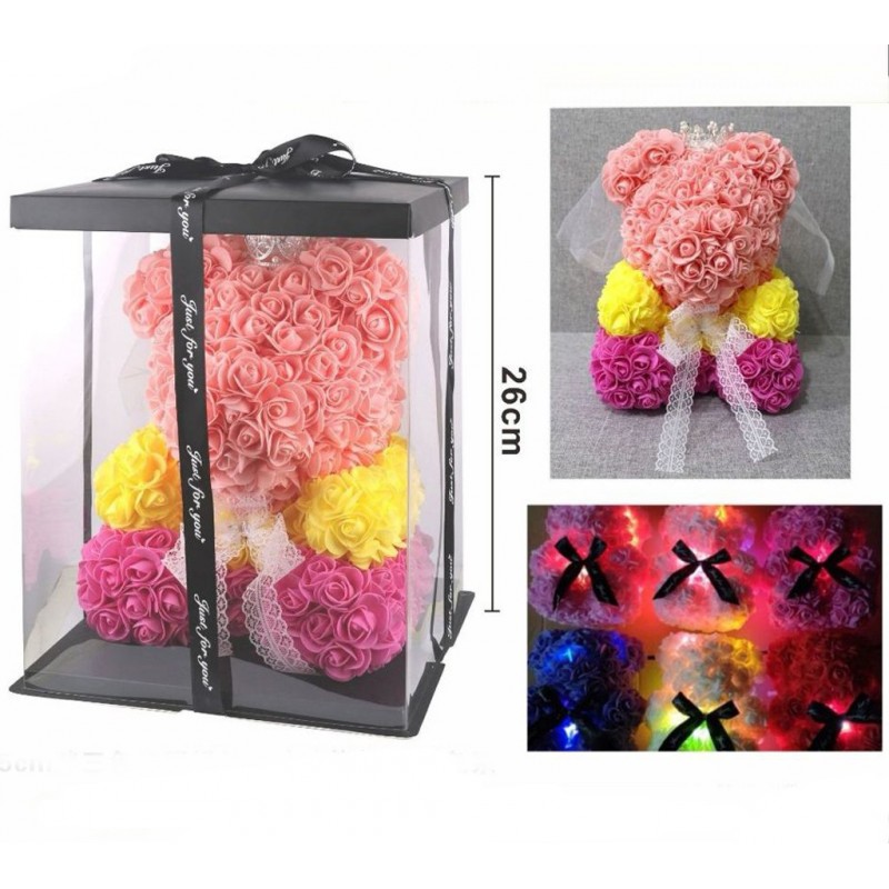 Hongu Orsetto di rose artificiale led idea regalo anniversario san ...