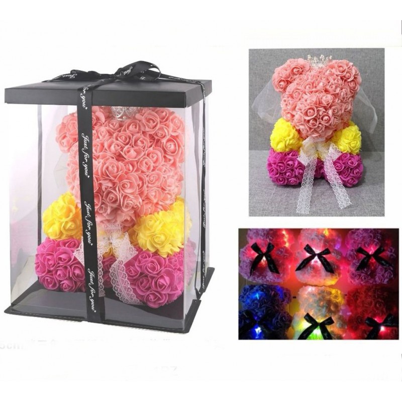 Hongu Orsetto di rose artificiale led idea regalo anniversario san ...