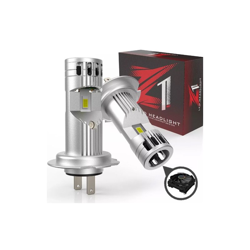 Z1 Lampadine H7 faro per auto LED con ventola integrata fari canbus 4400lm 6000k