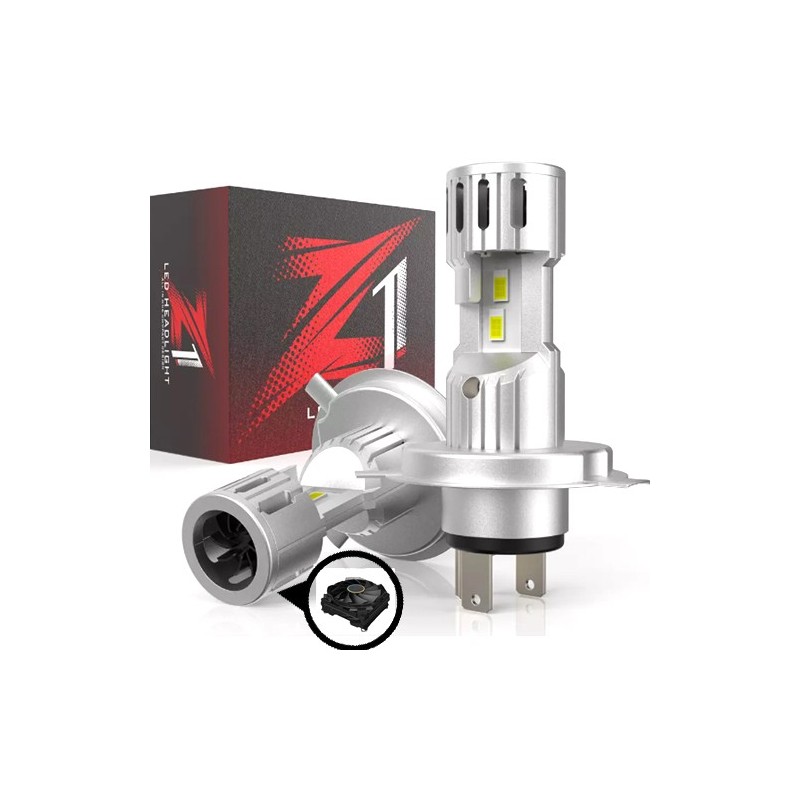 Z1 Lampadine H4 faro per auto LED con ventola integrata fari canbus 4400lm 6000k