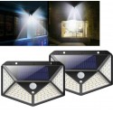 2x Faro faretto lampada luce 100 Led esterno energia solare sensore movimento