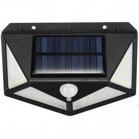 2x Faro faretto lampada luce 100 Led esterno energia solare sensore movimento
