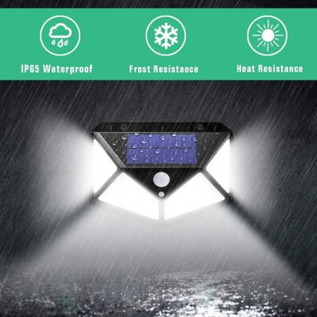 2x Faro faretto lampada luce 100 Led esterno energia solare sensore movimento
