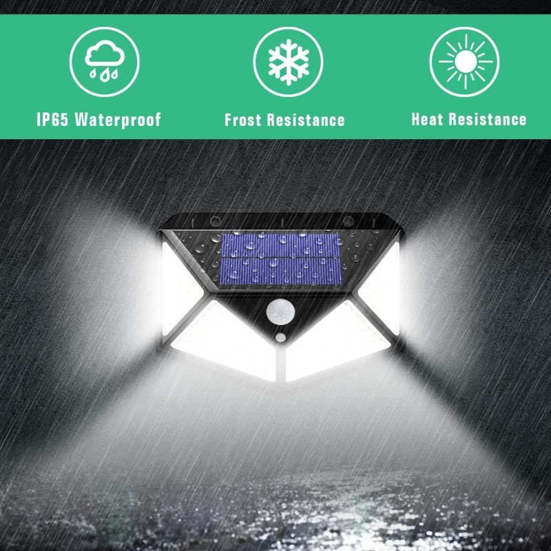 Hongu 2x Faro faretto lampada luce 100 Led esterno energia solare s...