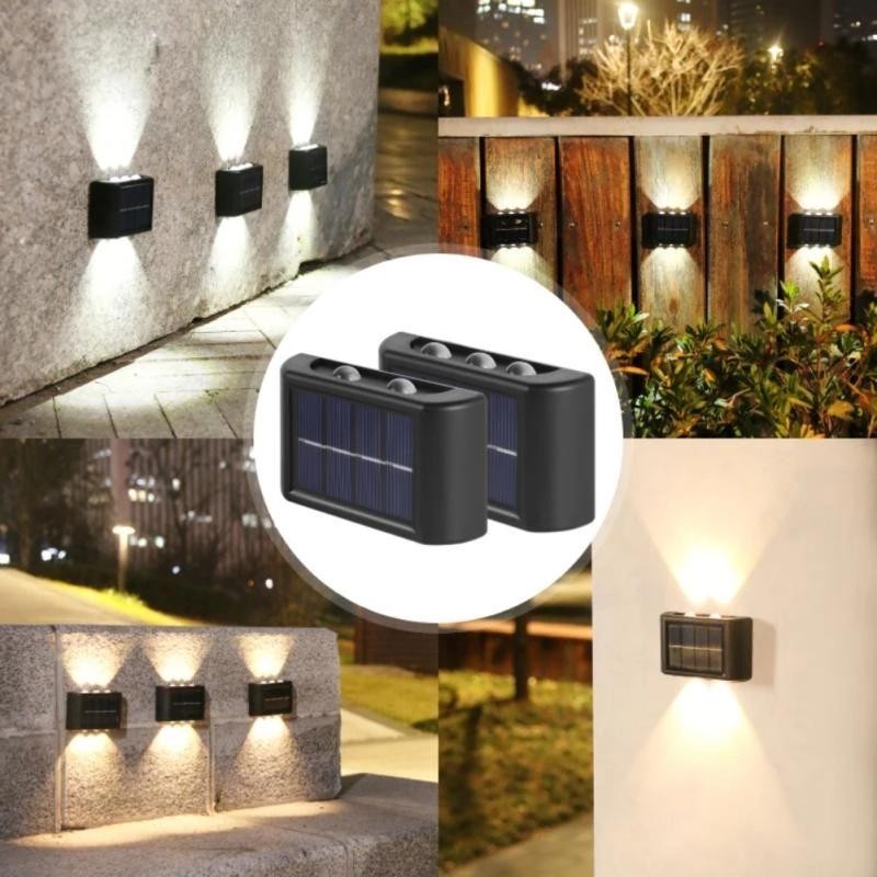 2 Lampada a LED energia solare Luce da parete muro Faro applique La...
