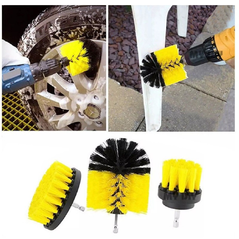 Hongu Set da 3 spazzole per trapano e avvitatore attacco 1/4 setole...