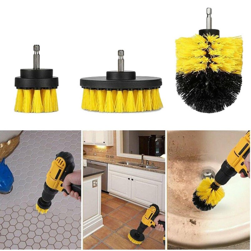 Hongu Set da 3 spazzole per trapano e avvitatore attacco 1/4 setole...