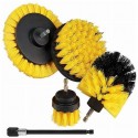 Set 4 spazzole trapano avvitatore attacco 1/4 setole sintetiche pulizia prolunga