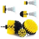 Set 4 spazzole trapano avvitatore attacco 1/4 setole sintetiche pulizia prolunga