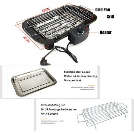 Griglia elettrica 2000W barbecue bistecchiera grill BBQ piastra giardino tavolo