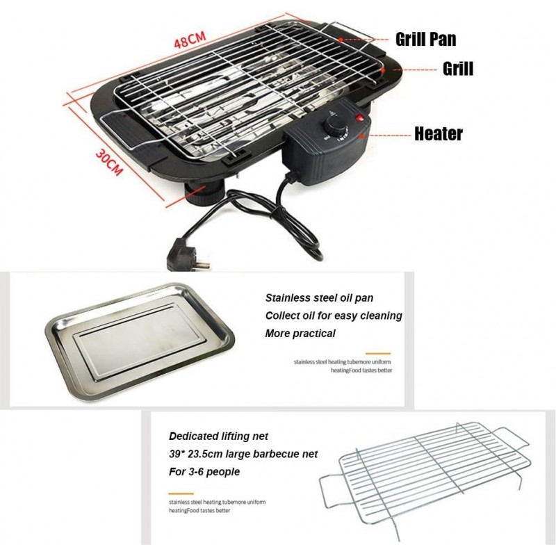 Sokany Griglia elettrica 2000W barbecue bistecchiera grill BBQ pias...
