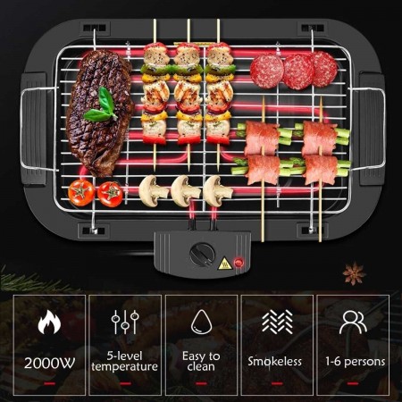 Griglia elettrica 2000W barbecue bistecchiera grill BBQ piastra giardino tavolo