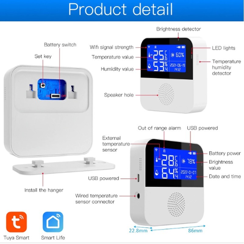 Termometro WIFI SMART sensore di temperatura umidità misuratore igr...