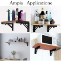 Coppia di Supporti angolari staffe reggi mensola nero richiudibili 200x100mm