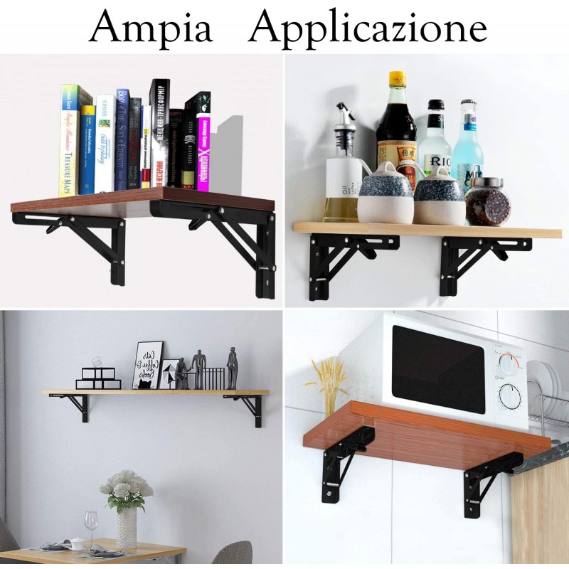 Iron Coppia di Supporti angolari staffe reggi mensola nero richiudi...