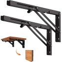 Coppia di Supporti angolari staffe reggi mensola nero richiudibili 300x150mm