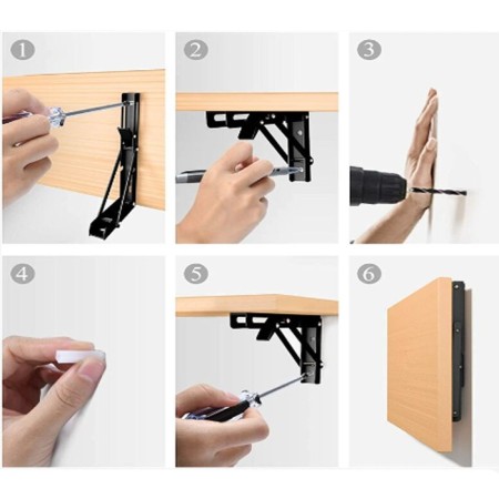 Coppia di Supporti angolari staffe reggi mensola nero richiudibili 300x150mm