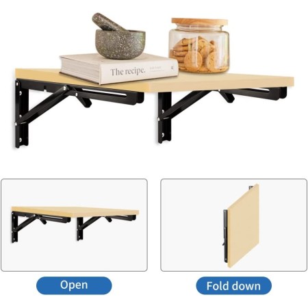 Coppia di Supporti angolari staffe reggi mensola nero richiudibili 300x150mm