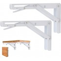Coppia di Staffe angolari supporti reggi mensola richiudibili 400x200mm bianche