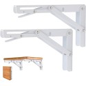 Coppia di Staffe angolari Supporti reggi mensola richiudibili 300x150mm bianche