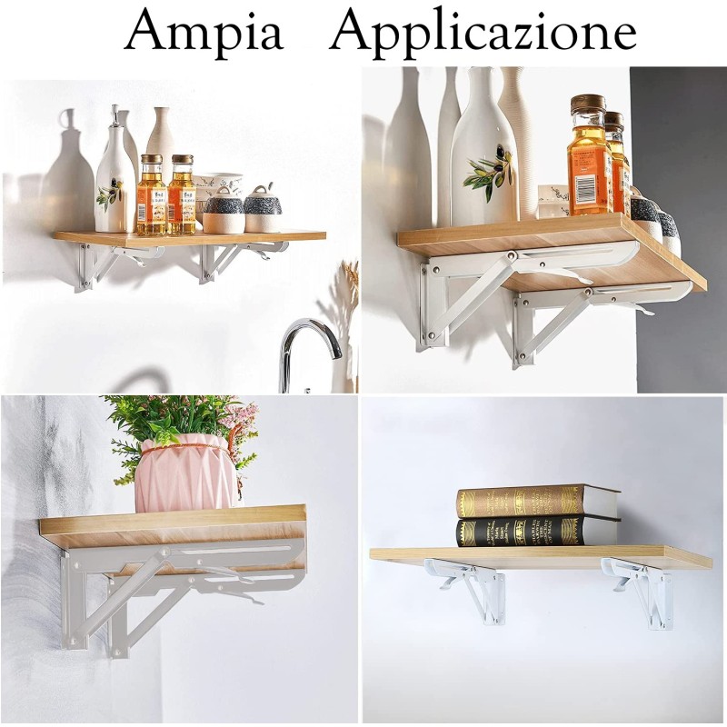 Iron Coppia di Staffe angolari Supporti reggi mensola richiudibili ...