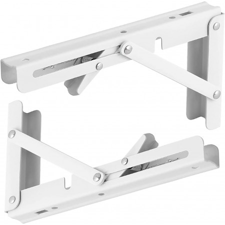 Coppia di Staffe angolari supporti reggi mensola richiudibili 200x100mm bianche