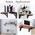 Coppia di Supporti angolari staffe reggi mensola nero richiudibili 400x200mm