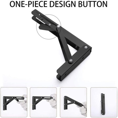 Coppia di Supporti angolari staffe reggi mensola nero richiudibili 400x200mm