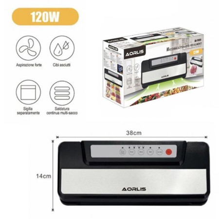 Macchina per sottovuoto 120W sigilla confeziona alimenti sacchetti cibo 38x14cm