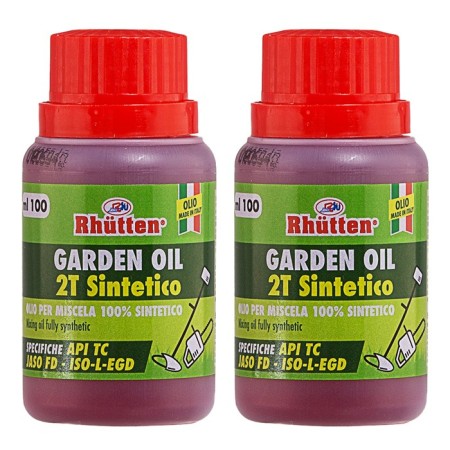 2x Olio Garden Miscela 2 Tempi sintetico 100ml Rhutten motoseghe giardinaggio 