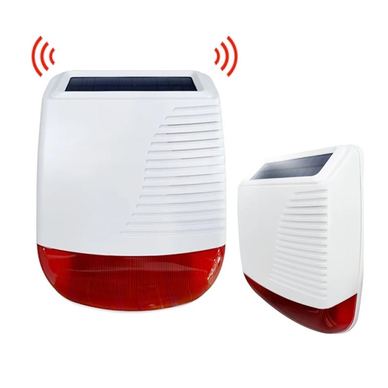 Sirena Solare Esterno Wireless 433MHz  Allarme Antifurto Casa acustica con led