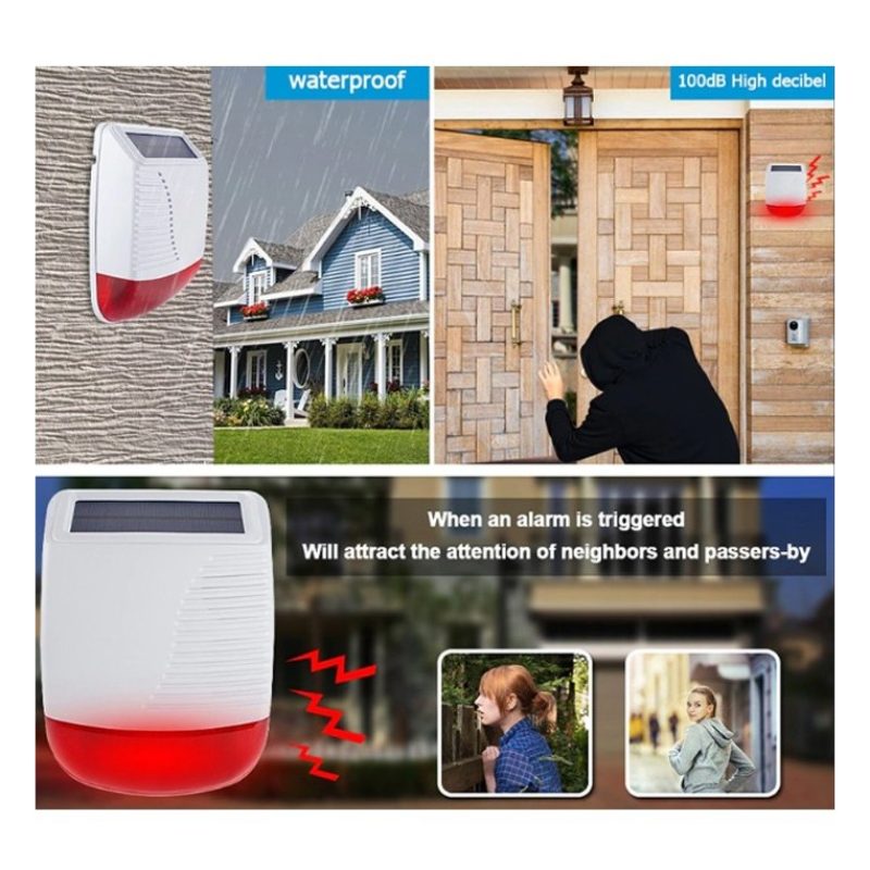 Hongu Sirena Solare Esterno Wireless 433MHz Allarme Antifurto Casa ...