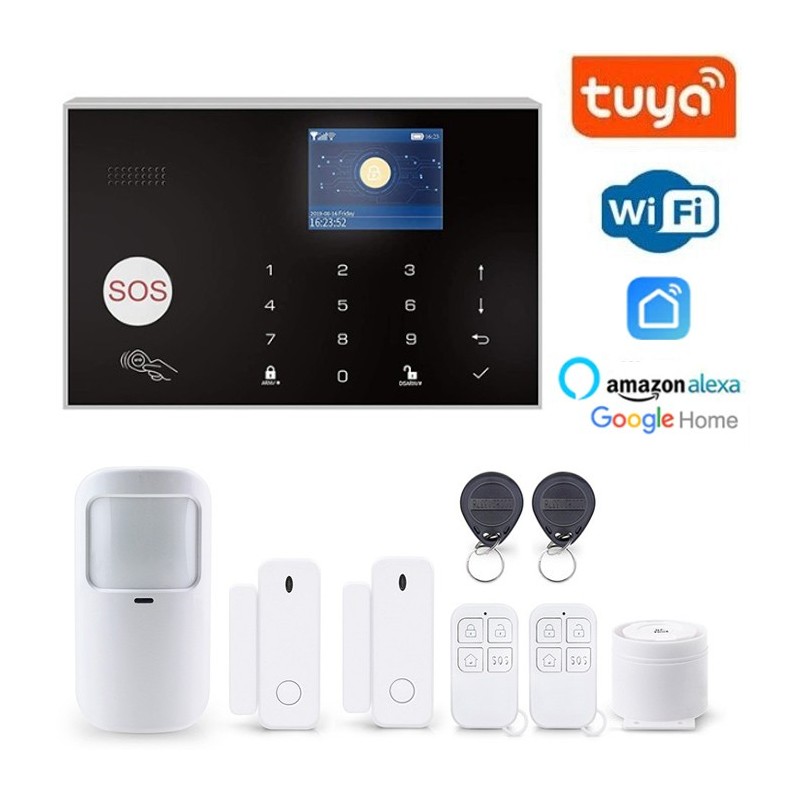 Kit Allarme antifurto Wifi GSM Casa Wireless Combinatore Tuya Alexa con sirena