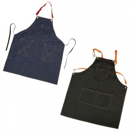 Grembiule lungo per cucina ristorante bar pub enoteca in jeans denim 75x68 cm