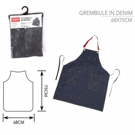 Grembiule lungo per cucina ristorante bar pub enoteca in jeans denim 75x68 cm
