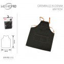Grembiule lungo per cucina ristorante bar pub enoteca in jeans denim 75x68 cm