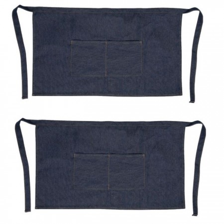 2x Grembiule corto per cucina ristorante bar pub enoteca in jeans denim 40x70cm